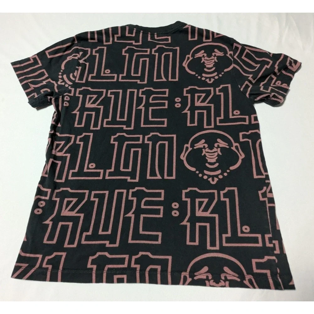 True Religion Buddha Allover Print Black T-shirt - Men Medium‎